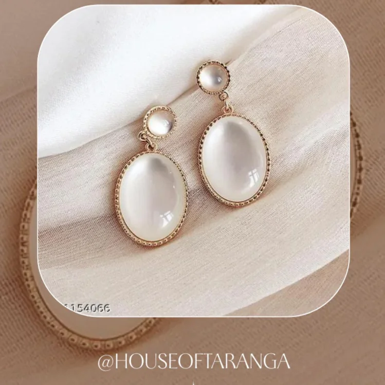 Opal Oval Drop Earring