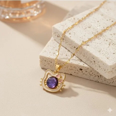 Golden Kitty Charm Necklace