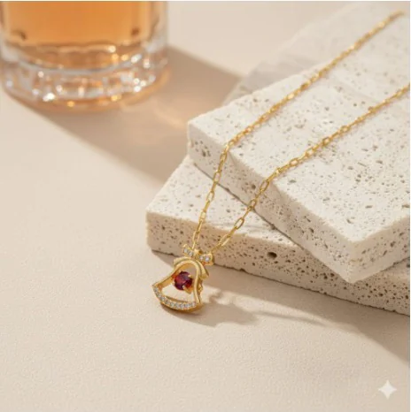 Golden Heart Charm Necklace