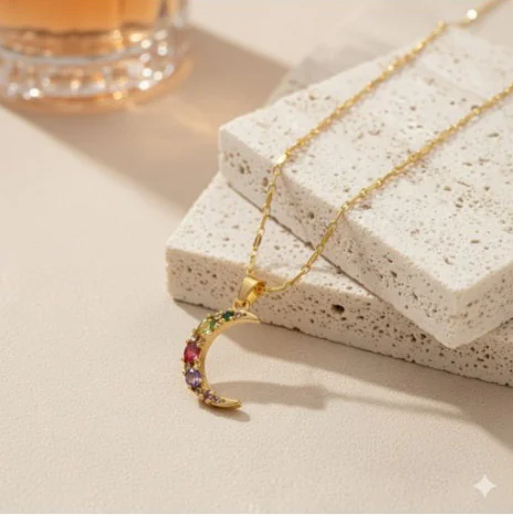 Golden Crescent Moon Necklace