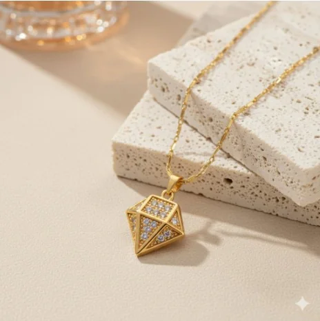 Golden Geometric Pendant Necklace