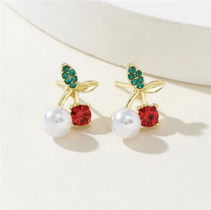 Cherry Wink Gold Plated Earrings